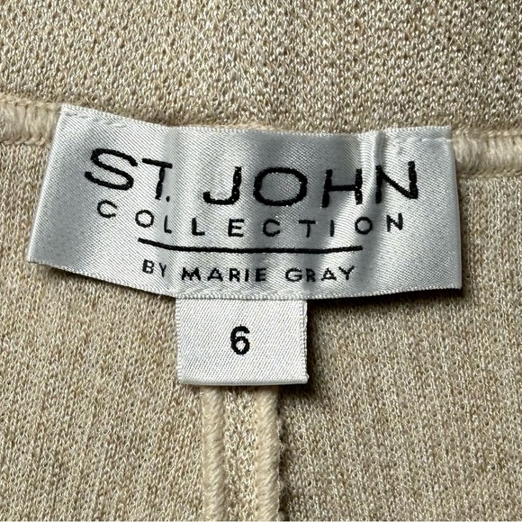 St John Collection Knit Wide Leg Pants 6 Beige Soft Luxury Lounge Old Money - Picture 6 of 9